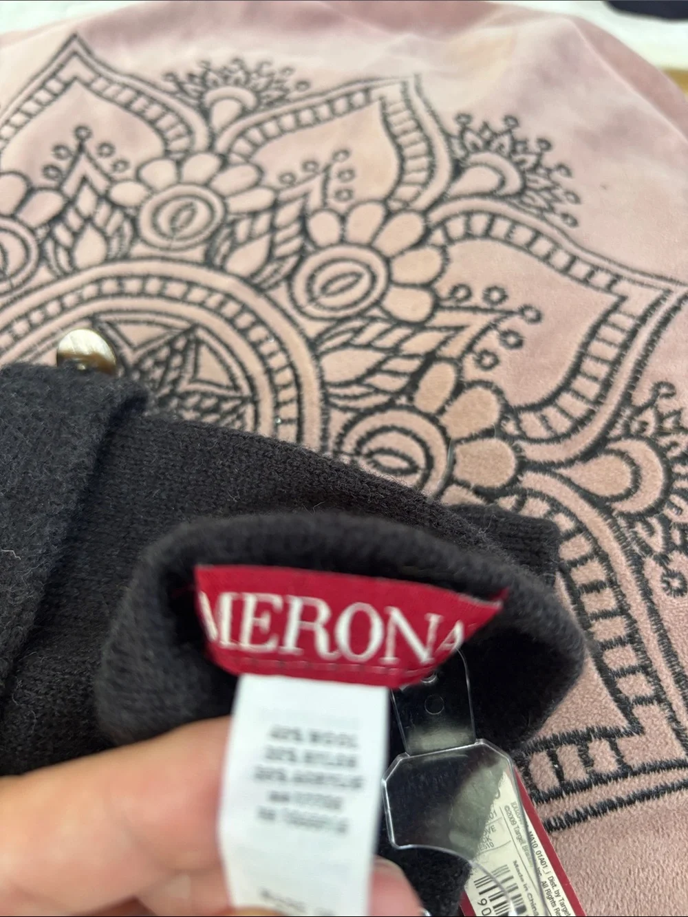 Merona Wool Black Knit Convertible Fingerless Gloves with Button Hand Warmers